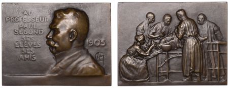 FRANCE, Paul Segond, 1905, a bronze plaque by A.-L.-M. Charpentier, bust left, rev. Segond...
