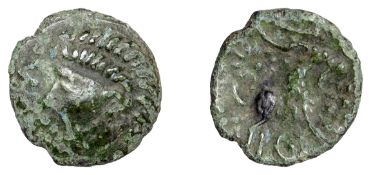British Iron Age, CATUVELLAUNI, Tasciovanus (c. 25 BC - AD 10), bronze Unit, Goat type,...