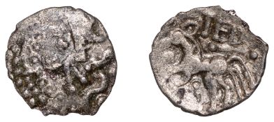 British Iron Age, DOBUNNI, Anted (c. 20-43), silver Unit, Anted type, head right, pellets...