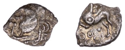 British Iron Age, TRINOVANTES, Dubnovellaunos (c. 5 BC - AD 10), silver Unit, V-Sign type,...