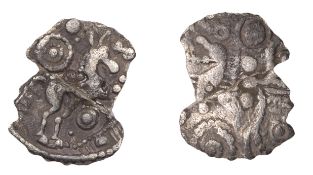 British Iron Age, ICENI, Uninscribed issues, silver Half-Unit, Butterfly and Boar type,...