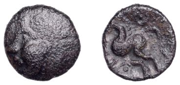 British Iron Age, TRINOVANTES, Dubnovellaunos (c. 5 BC - AD 10), bronze Unit, Hairy type,...