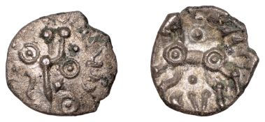 British Iron Age, DOBUNNI, Eisu (c. AD 20-43), silver Unit, Oxo type, head right,...