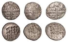 British Iron Age, DUROTRIGES, Uninscribed issues, silver Staters (3), Cranborne Chase type,...