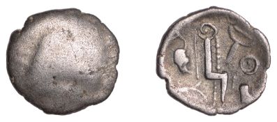 British Iron Age, DUROTRIGES, Uninscribed issues, silver Quarter-Stater, Badbury Rat type,...