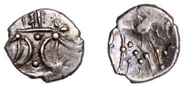 British Iron Age, ICENI, Ecen (c. AD 10-43), silver Unit, Edn type, double crescent emblem...