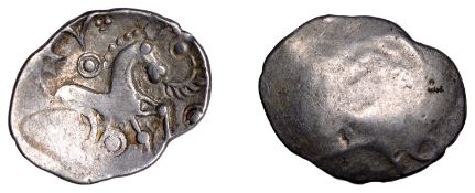 British Iron Age, ICENI, Uninscribed issues, silver Unit, Mossop Proto Head type, trace of...