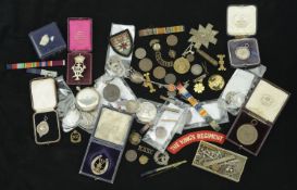 Military Medallions, Fobs and Badges: A small but interesting selection, including an...