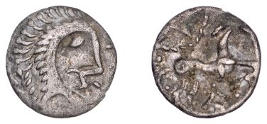 British Iron Age, ICENI, Uninscribed issues, silver Unit, Norfolk God [Moustache] type,...
