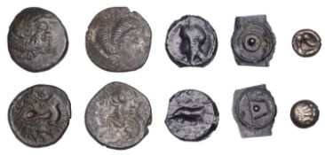 British Iron Age, CANTII, Uninscribed issues, cast Potin Units (2), Thurrock MA type, head...