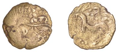 British Iron Age, GALLO-BELGIC, Bellovaci, Uninscribed issues, gold Quarter-Stater, Broad...