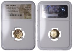 British Iron Age, GALLO-BELGIC, Ambiani, gold Stater, series E, Gallic War Uniface type,...