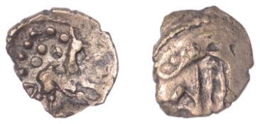 British Iron Age, TRINOVANTES, Uninscribed issues, gold Quarter Stater, Clacton de Jersey...