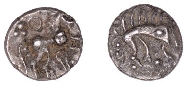 British Iron Age, ICENI, Uninscribed issues, silver Unit, Norfolk Boar Phallic type,...