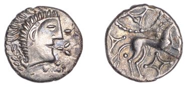 British Iron Age, ICENI, Uninscribed issues, silver Unit, Norfolk God [Small Head] type,...