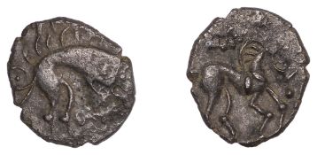British Iron Age, ICENI, Uninscribed issues, silver Unit, Boar Triadic type, stylised boar...