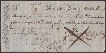 Margate Bank, Francis Cobb &amp; Son, a bill of exchange for &pound;79, 9 October 1786, also a sight