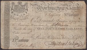 Workington Bank, for Bowes, Hodgsons, Falcon, Key &amp; Co, 1 Guinea, 2 January 1809, serial...