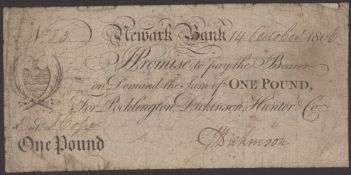 Newark Bank, for Pocklington, Dickinson, Hunter and Co., &pound;1, 14 October 1806, serial...