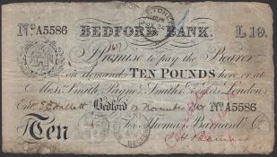Bedford Bank, for Thomas Barnard &amp; Co., &pound;10, 12 November 1901, serial number A5586,...