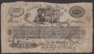 Godley Bank, Chertsey, for Willats &amp; Co., &pound;5, 15th October 1834, serial number 1284,...