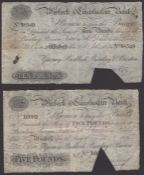Wisbech &amp; Lincolnshire Bank, for Gurney, Birkbeck, Barclay &amp; Buxton, cut-cancelled &pound;5