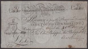 Milford &amp; Pembrokeshire Bank, for Chas. Philipps, Thos. Philipps &amp; Co., 1 Guinea, 30...
