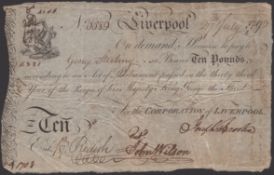 Corporation of Liverpool, &pound;10, 27 July 1793, serial number 0689, original fine, rare and...