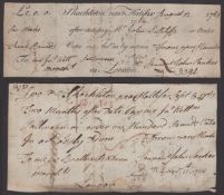 Shackleton near Halifax, a payment order for &pound;5, 13 August 1763, serial number 3394, also...