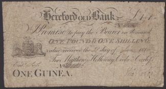 Hereford Old Bank, for Matthews, Holloway, Cooke &amp; Carless, 1 Guinea, 21 January 1818,...