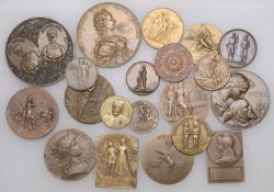 France, Military Preparation, 1911, a bronze medal, allegorical soldier seated on naval...