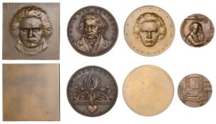 Germany, Centenary of the Death of Ludwig van Beethoven, 1927, a uniface bronze plaque by...