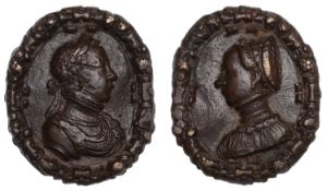 Marriage of Mary Queen of Scots and Francis II of France, 1558, a cast copper plaque, late...