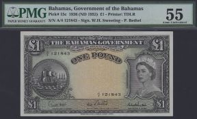 Bahamas Government, &pound;1, ND (1961), serial number A/4 121843, Higgs, Sweeting and Bethel...