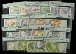 A group of graded issued notes and specimens, comprising Albanian State Bank, 1 Lek, 3, 5,...