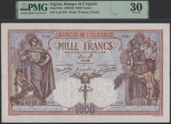 Banque de l'Algerie, 1000 Francs, 1 September 1926, serial number Y.55 929, Penalva,...