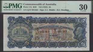 Commonwealth of Australia, &pound;5, ND (1932), serial number Q/27 091363, Riddle and Sheehan,...