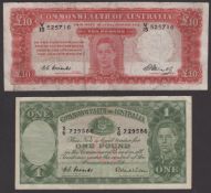 Commonwealth of Australia, &pound;1, ND (1952), serial number X/6 729586, Coombs and Wilson...
