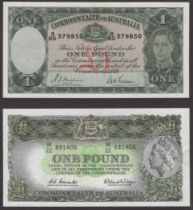 Commonwealth of Australia, &pound;1, ND (1939), serial number O/60 379850, Sheehan and McFarlane...