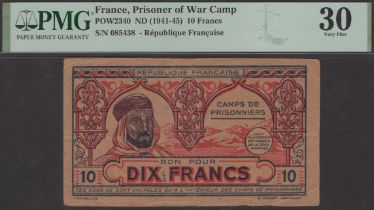 Republique Francaise, Camps de Prisonniers, 10 Francs, ND (c.1940-45), serial number...