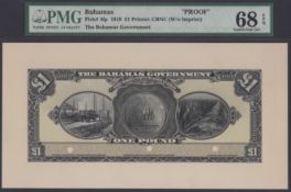 Bahamas Government, obverse and reverse proofs for the &pound;1, 1919 (ND 1922), no serial...