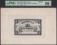 Argentina, Otero y Ca., proof 2 Reales Plata Boliviana, 1869, without serial number or...