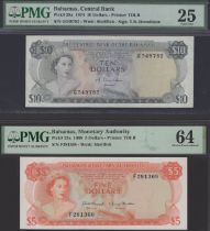 Bahamas, a small group comprising Government, $1/2, $1 and $3, 1965, Monetary Authority,...