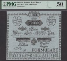 Wiener Stadt Banco, Austria, proof 1000 Gulden, 1784, also Austrian Empire, J.A.Waehner,...