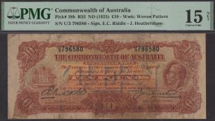 Commonwealth of Australia, &pound;10, ND (1927), serial number U/3 796580, Riddle and...