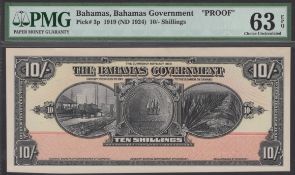 Bahamas Government, obverse and reverse proofs for the 10 Shillings, 1919 (ND 1922), no...