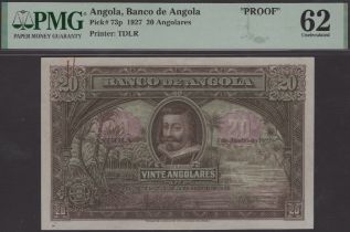 Banco de Angola, proof 20 Angolares, ND (1927), no serial number or signatures, rusty...