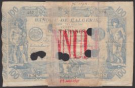 Banque de l'Algerie, 100 Francs, Algiers, 9 August 1894, serial number D.76 457, Chenu,...