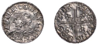 &AElig;thelred II (978-1016), Penny, Helmet type [BMC VIII; BEH E], Lydford, Bruna, +&aelig;&eth;elr