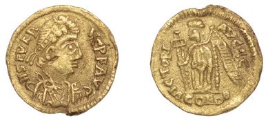 Early Anglo-Saxon Period, Uncertain Ruler, Tremissis, uncertain mint in Gaul, c. 461-70, in...